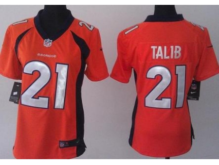 Women Nike Denver Broncos 21 Aqib Talib Orange NFL Jerseys