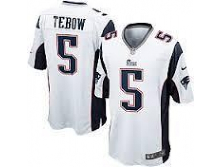 Nike New England Patriots 5 Tim Tebow white Game NFL Jersey