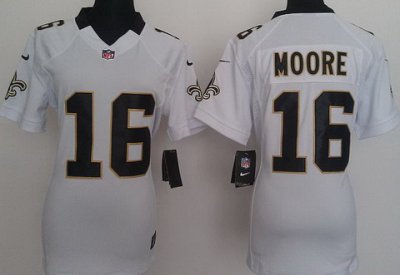 Women Nike New Orleans Saints 16 Lance Moore White Nike NFL Jersey