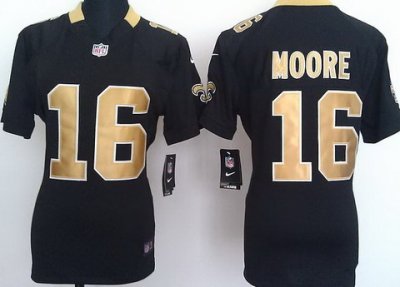 Women Nike New Orleans Saints 16 Lance Moore Black Nike NFL Jersey