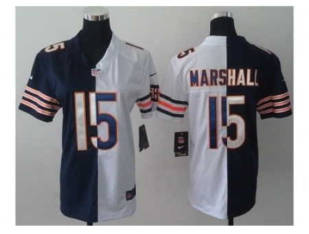 Nike women nfl jerseys chicago bears #15 marshall white-blue[Elite split]