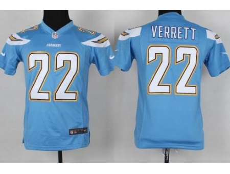 Youth Nike San Diego Chargers 22 Jason Verrett Light Blue NFL Jerseys