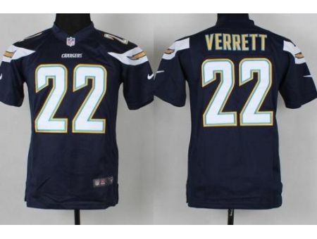 Youth Nike San Diego Chargers 22 Jason Verrett Dark Blue NFL Jerseys