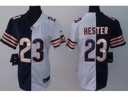 Women Nike Chicago Bears 23 Devin Hester Blue White Split NFL Jerseys