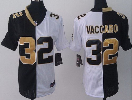 Women Nike New Orleans Saints 32 Kenny Vaccaro Black White Split NFL Jerseys