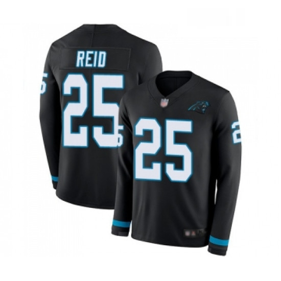 Mens Carolina Panthers 25 Eric Reid Limited Black Therma Long Sleeve Football Jersey