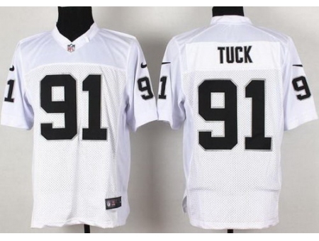 Nike Oakland Raiders 91 Justin Tuck White Elite NFL Jersey