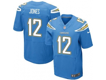 Nike San Diego Chargers 12 Jacoby Jones Blue Elite NFL Jersey