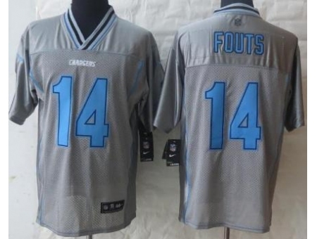 Nike San Diego Chargers 14 Dan Fouts Grey Vapor Elite NFL Jersey