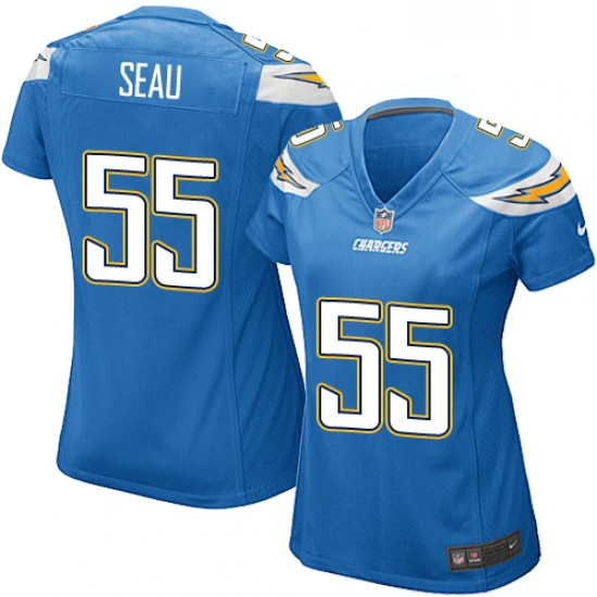 Womens Nike Los Angeles Chargers 55 Junior Seau Game Electric Blue Alternate NFL Jersey