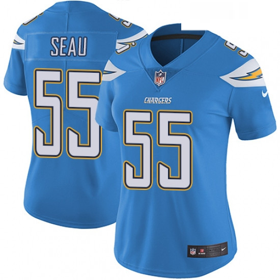 Womens Nike Los Angeles Chargers 55 Junior Seau Electric Blue Alternate Vapor Untouchable Limited Pl