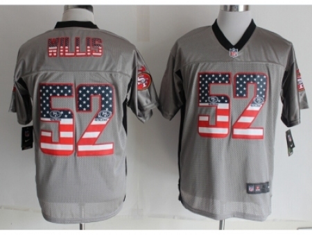 Nike San Francisco 49ers 52 Patrick Willis Grey Elite USA Flag Fashion Shadow NFL Jersey