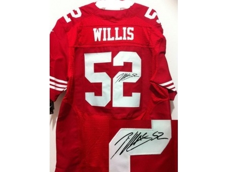 Nike San Francisco 49ers 52 Patrick Willis Red Elite Signed NFL Jersey