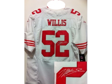 Nike San Francisco 49ers 52 Patrick Willis White Elite Signed NFL Jersey