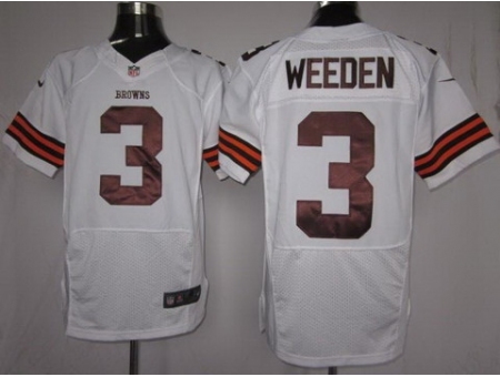 Nike Cleveland Browns 3 Brandon Weeden White Elite NFL Jersey