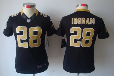 Women Nike New Orleans Saints 28# Ingram Black[Women's NIKE LIMITED Jersey]