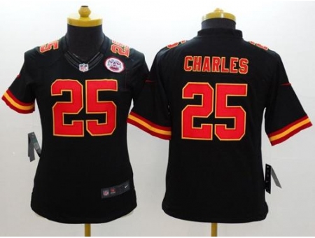 Women's Nike Kansas City Chiefs #25 Jamaal Charles Black Alternate Stitched NFL Limited Jersey