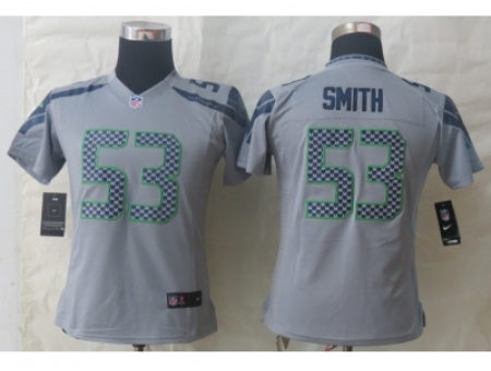 Nike Women Seattle Seahawks #53 Smith Grey Jerseys