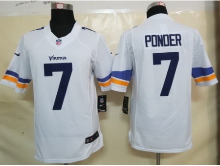 Nike Minnesota Vikings 7 Christian Ponder White Limited NFL Jersey