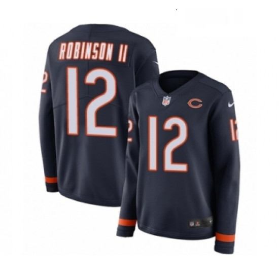 Womens Nike Chicago Bears 12 Allen Robinson Limited Navy Blue Therma Long Sleeve NFL Jersey