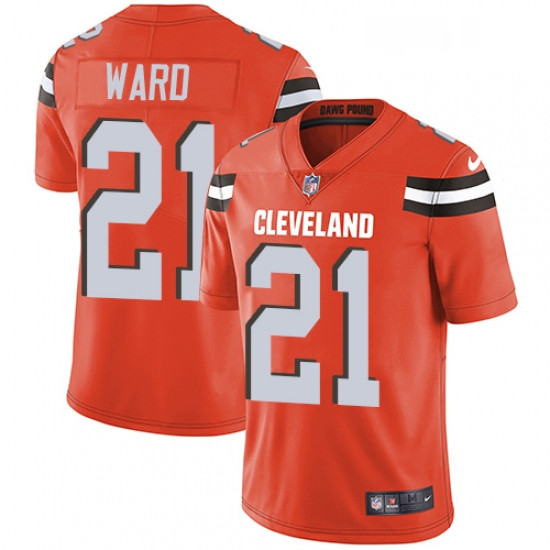 Mens Nike Cleveland Browns 21 Denzel Ward Orange Alternate Vapor Untouchable Limited Player NFL Jers