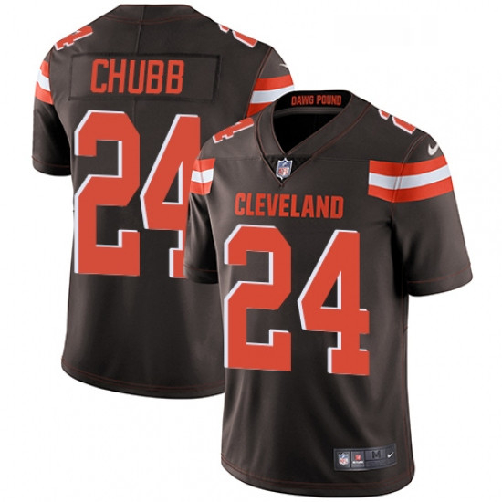 Mens Nike Cleveland Browns 24 Nick Chubb Brown Team Color Vapor Untouchable Limited Player NFL Jerse