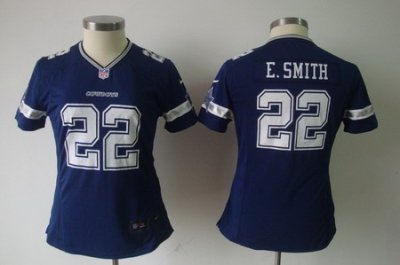 Women Nike Dallas Cowboys 22 E.SMITH Blue Jerseys