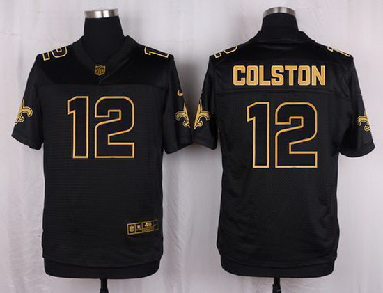 Nike Saints #12 Marques Colston Black Mens Stitched NFL Elite Pro Line Gold Collection Jersey