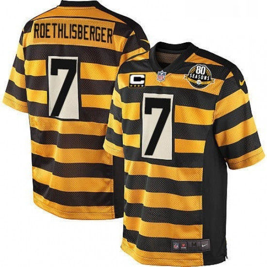 Youth Nike Pittsburgh Steelers 7 Ben Roethlisberger Elite YellowBlack Alternate 80TH Anniversary Thr