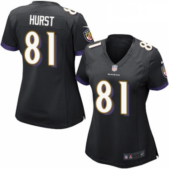 Womens Nike Baltimore Ravens 81 Hayden Hurst Game Black Alternate NFL Jersey