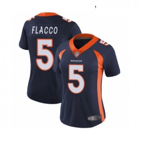 Womens Denver Broncos 5 Joe Flacco Navy Blue Alternate Vapor Untouchable Limited Player Football Jer