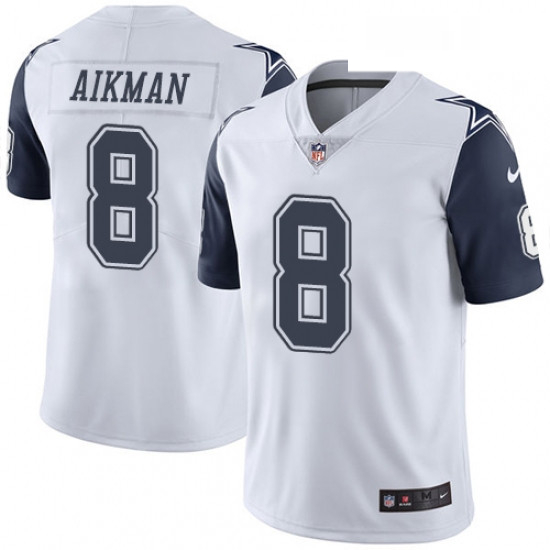 Mens Nike Dallas Cowboys 8 Troy Aikman Limited White Rush Vapor Untouchable NFL Jersey