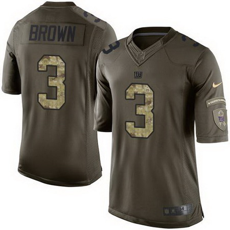 Nike Giants #3 Josh Brown Green Mens Stitched NFL Limited Salute to Service Jersey