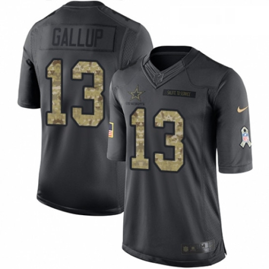 Youth Nike Dallas Cowboys 13 Michael Gallup Limited Black 2016 Salute to Service NFL Jersey