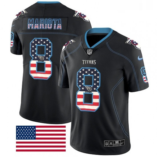 Mens Nike Tennessee Titans 8 Marcus Mariota Limited Black Rush USA Flag NFL Jersey