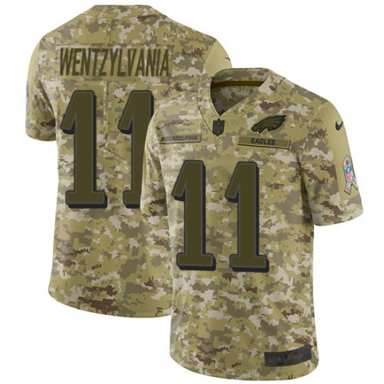 Mens Nike Philadelphia Eagles 11 Carson Wentz Camo Wentzylvania Limited 2018 Salute to Service NFL J