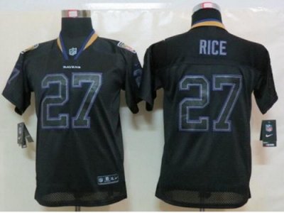 Nike Youth Baltimore Ravens #27 Ray Rice Black Jerseys(Lights Out Elite)