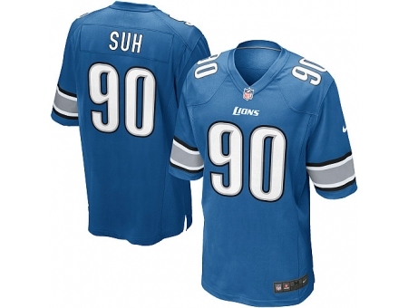 Nike Detroit Lions 90 Ndamukong Suh blue Game NFL Jersey