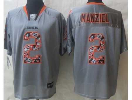 Nike Cleveland Browns 2 Johnny Manziel Grey Elite Lights Out Fashion NFL Jersey