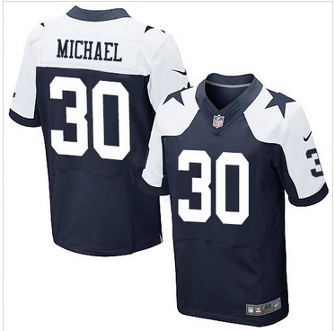 Nike Dallas Cowboys #30 Christine Michael Navy Blue Thanksgiving Throwback Mens Stitched NFL Elite J