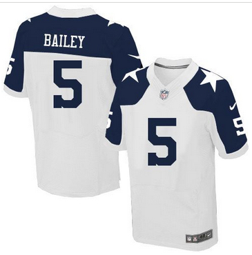 Nike Dallas Cowboys #5 Dan Bailey White Thanksgiving Throwback Mens Stitched NFL Elite Jersey