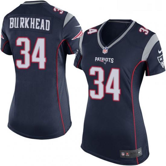 Womens Nike New England Patriots 34 Rex Burkhead Game Navy Blue Team Color NFL Jersey