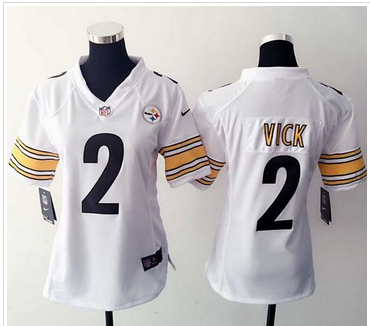 Women Nike Steelers #2 Michael Vick White Stitched NFL Elite Jersey