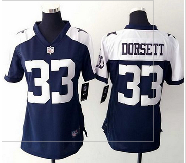 Women Nike Cowboys #33 Tony Dorsett Navy Blue Thanksgiving Throwback Stitched NFL Elite Jersey