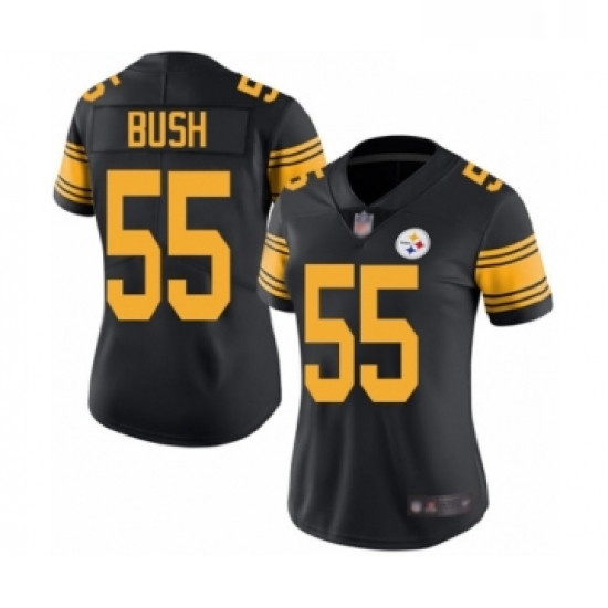 Womens Pittsburgh Steelers 55 Devin Bush Limited Black Rush Vapor Untouchable Football Jersey