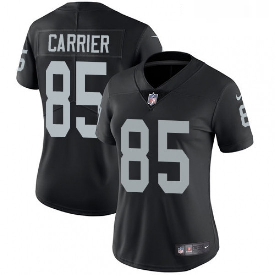 Women Nike Oakland Raiders 85 Derek Carrier Black Team Color Vapor Untouchable Elite Player NFL Jers