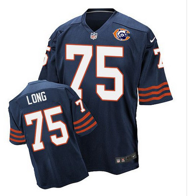 Nike Bears #75 Kyle Long Navy Blue Throwback Mens Stitched NFL Elite Jersey