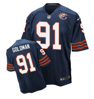 Nike Bears #91 Eddie Goldman Navy Blue Throwback Mens Stitched NFL Elite Jersey