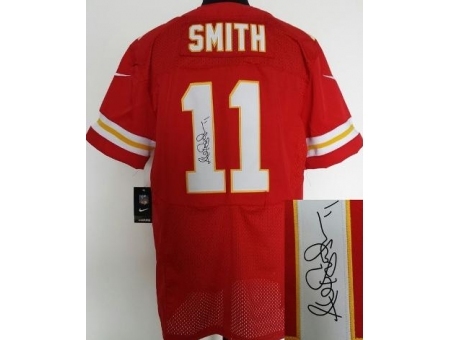 Nike Kansas City Chiefs 11 Alex Smith Red Elite Signed NFL Jersey