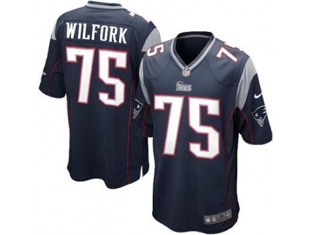 Nike New England Patriots 75 Vince Wilfork Blue Game NFL Jersey